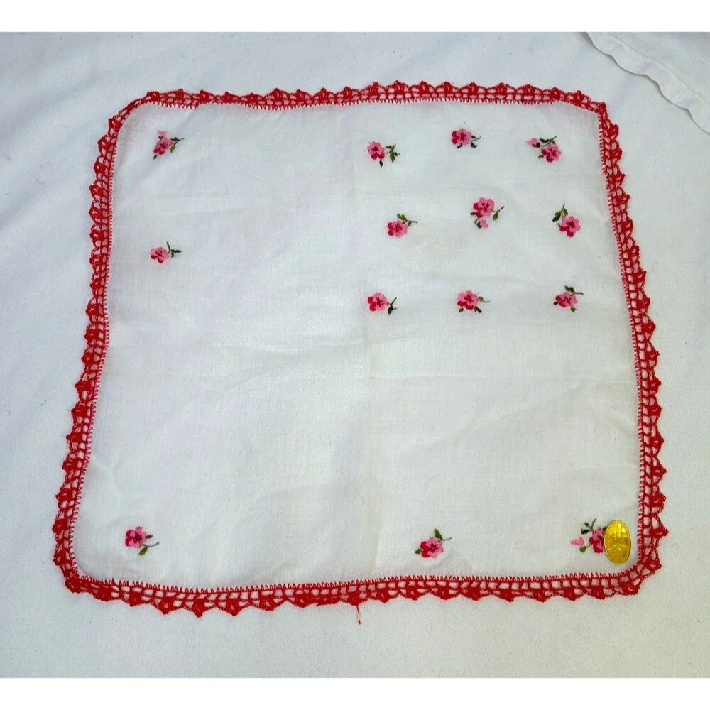 3 Vintage Lot  Switzerland Embroidered Hankies Handkerchiefs Wedding 13